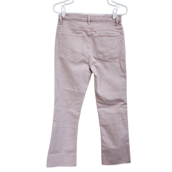Zara Bootcut Jeans High Rise Regular Fit Raw Hem Stretch Denim Light Pink Size 4 - Picture 2 of 6